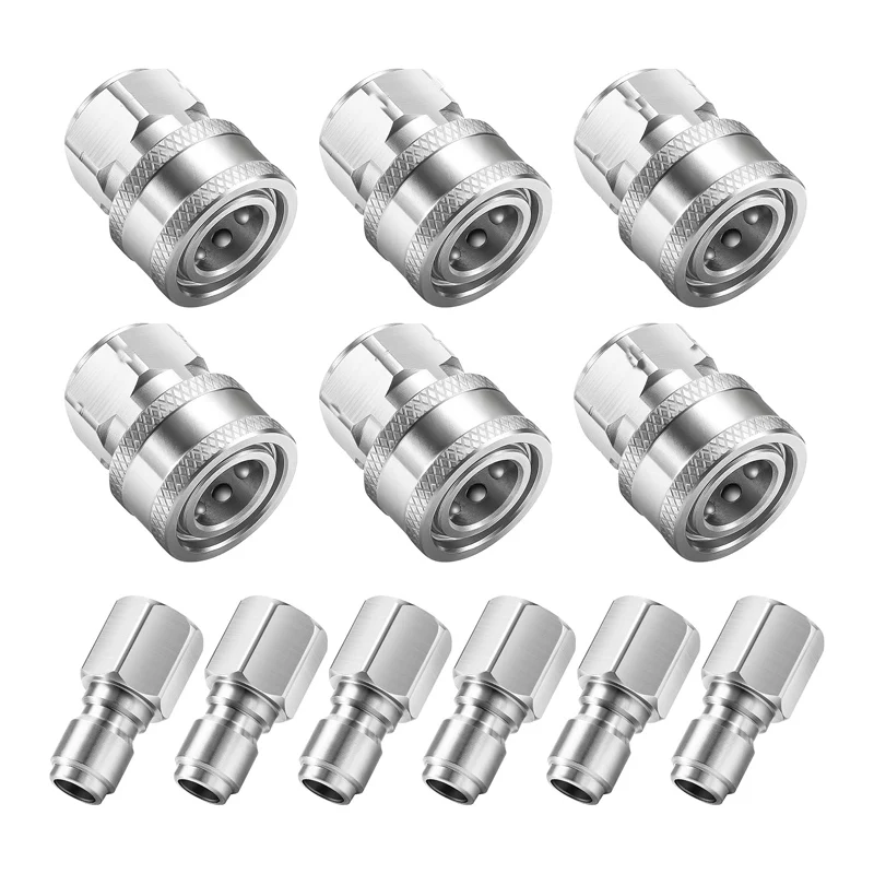 

3/8" Pressure Washer Quick Connect Kit, Stainless Steel Power Washer Adapter Fittings, Female 5000 PSI