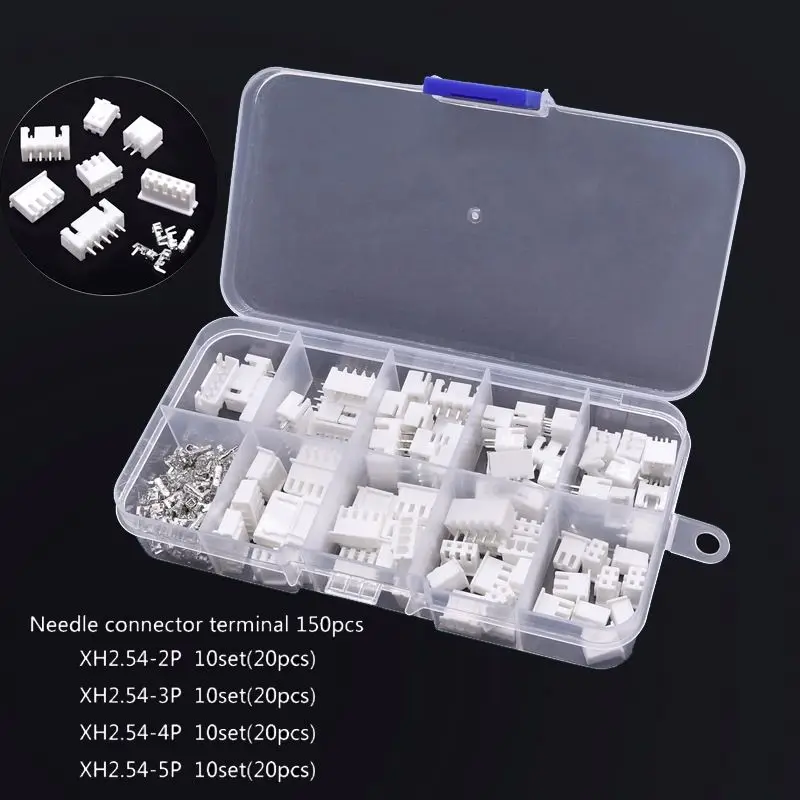 

230pcs JST XH2.54 Connector Kit 9 Sizes (2/3/4/5pin) Male-Female Terminals with Plastic Housing Crimp Contacts
