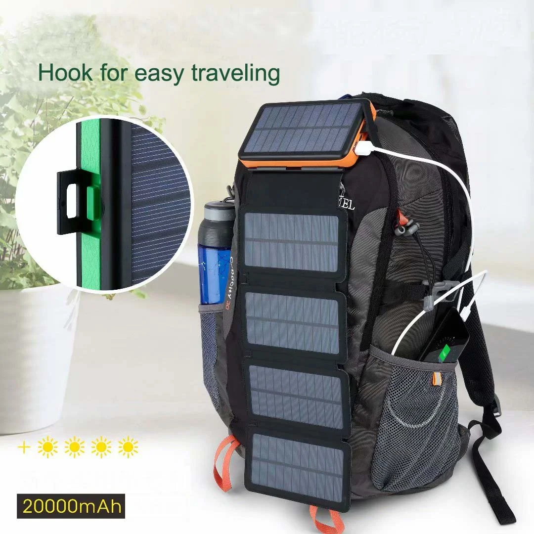 Camping Mobile Charger Solar Panel Type-C USB Charger 20000MAH Solar Power Bank For Mobile Phone