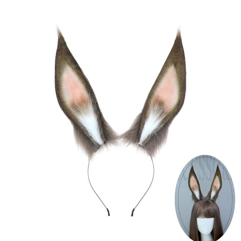 Realistic Cute Furry Bunny Ears Headband Plush Bunny Hair Hoop Cosplay Props Woman Lovely Lolita Party Cosplay Costume Hair