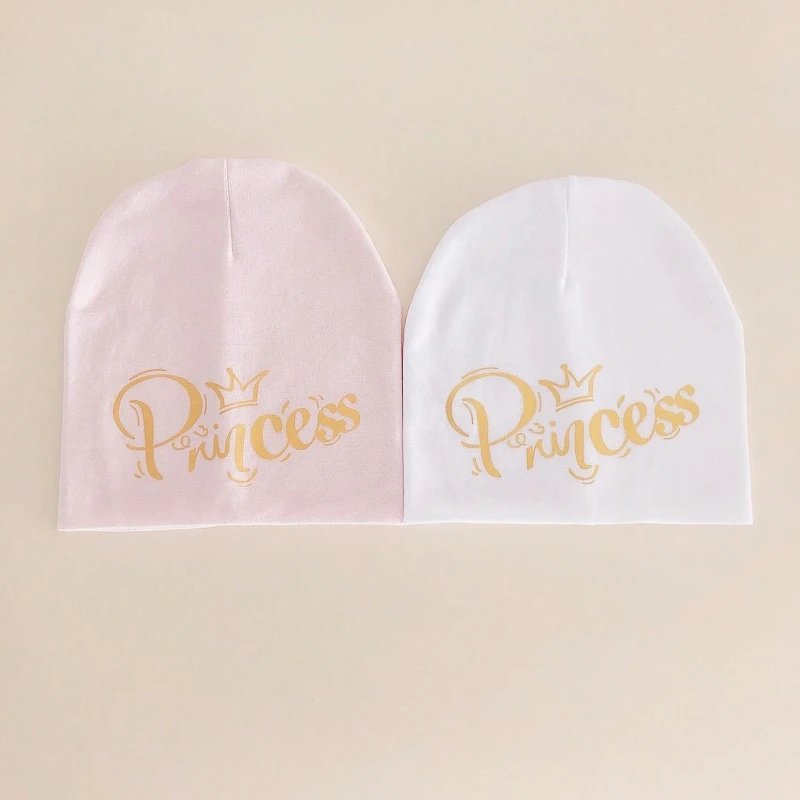 Baby Girl Fashion Golden Letter Princess Cotton Beanie Hat Infant Children Caps for Girls