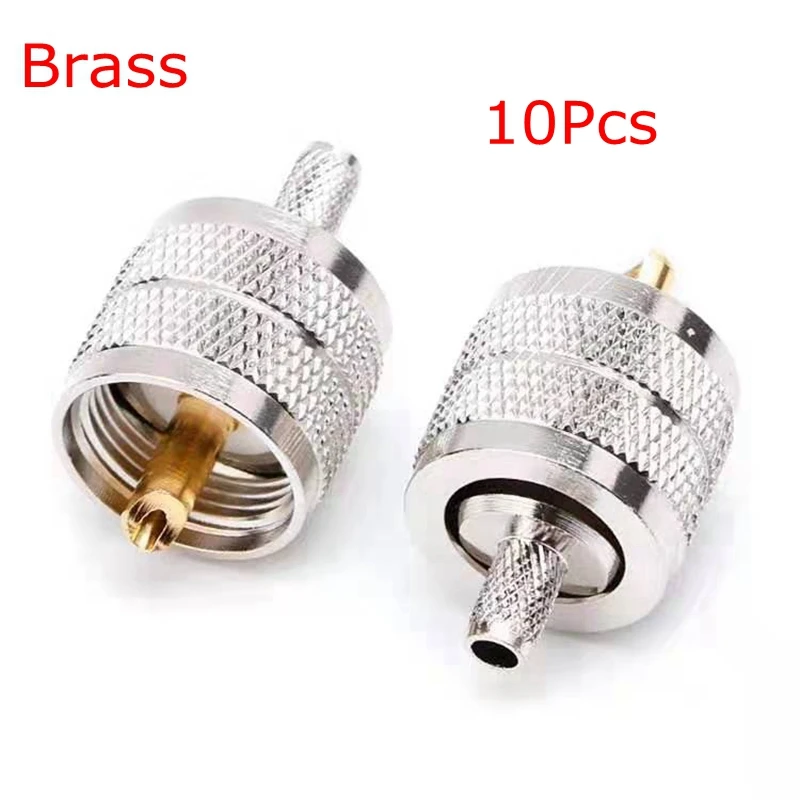 10Pcs SL16 UHF PL259 Male Connector RF UHF PL-259 Male Crimp for RG8X LMR240 CNT240 Coaxial Cable Jumper Brass Free Shipping