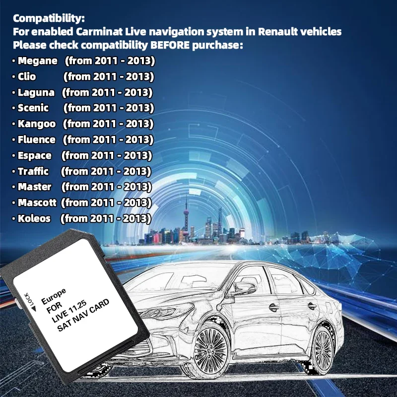 Sat Nav Part 8201753027 SD Card Update Europe 2024 Maps 8GB for Renault Megane Clio Laguna Car Navigation Carminal Live 11.25