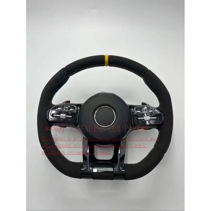 For Mercedes Benz Custom W204 W205 W211 GLE CLA All Leather Steering Wheel Assembly With Paddles Horn Cover Decorative Cover