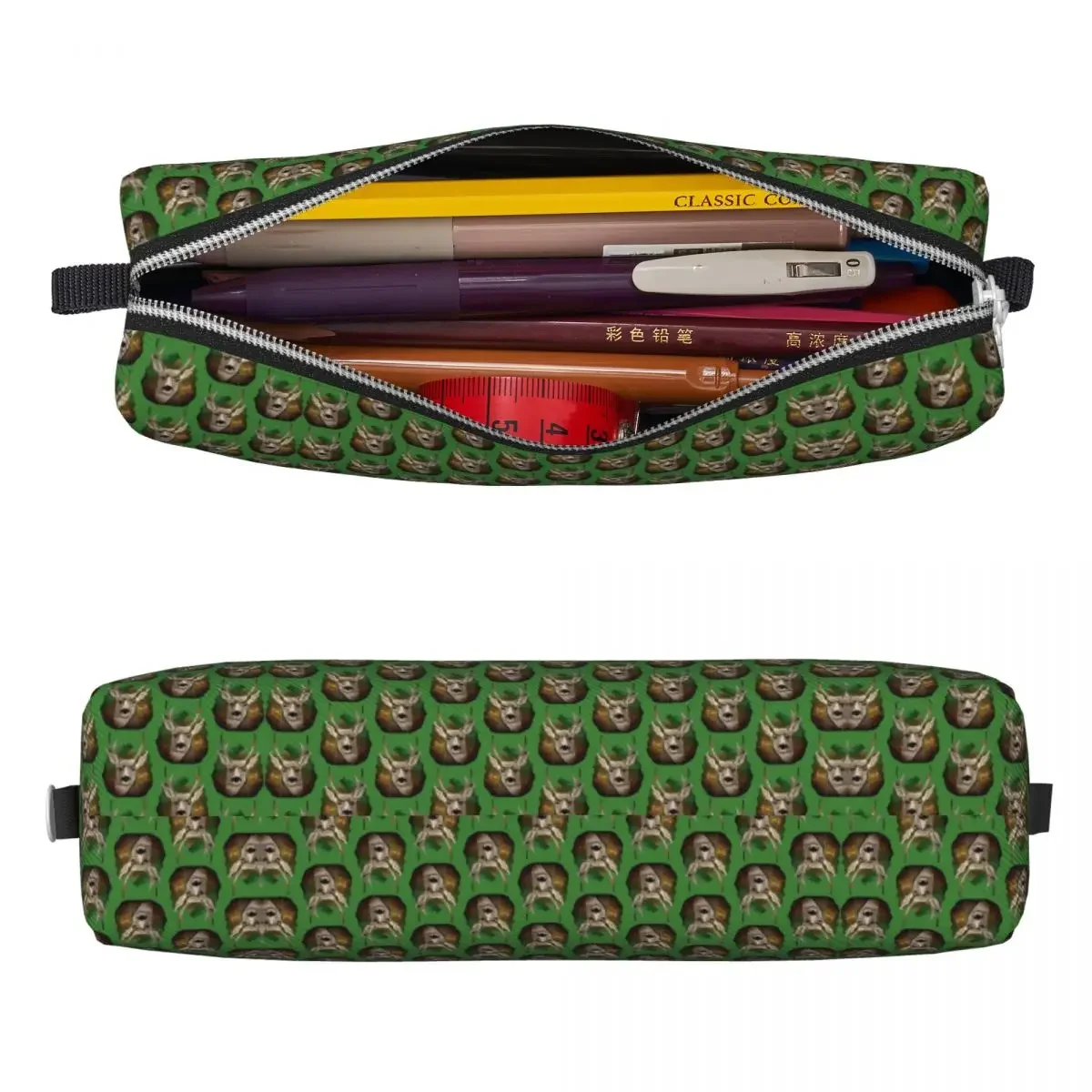 Deer Print Pencil Case Forest Life PU Leather Pencil Bag Child Cute Portable School Pencil Cases Stationery