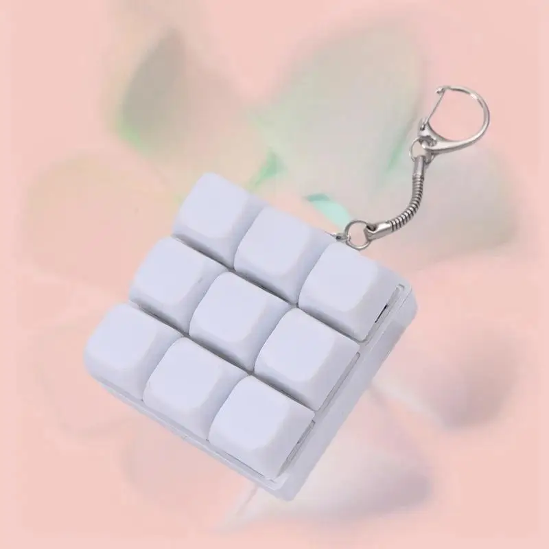 Button Keycap  Keychain 9 Keys Keyboard Decompression Toys DIY Keyboard Keychain Toys For Adult Gifts To Relief Pass Time