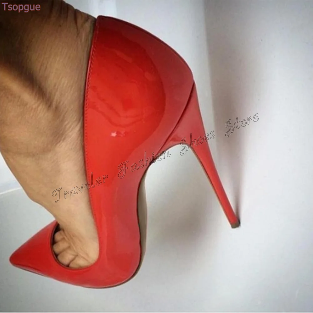 

Red Slip on Pointed Toe Pumps Stilettos High Heels Patent leather High Heel Shoes for Women Heels 2024 New Zapatos Para Mujere