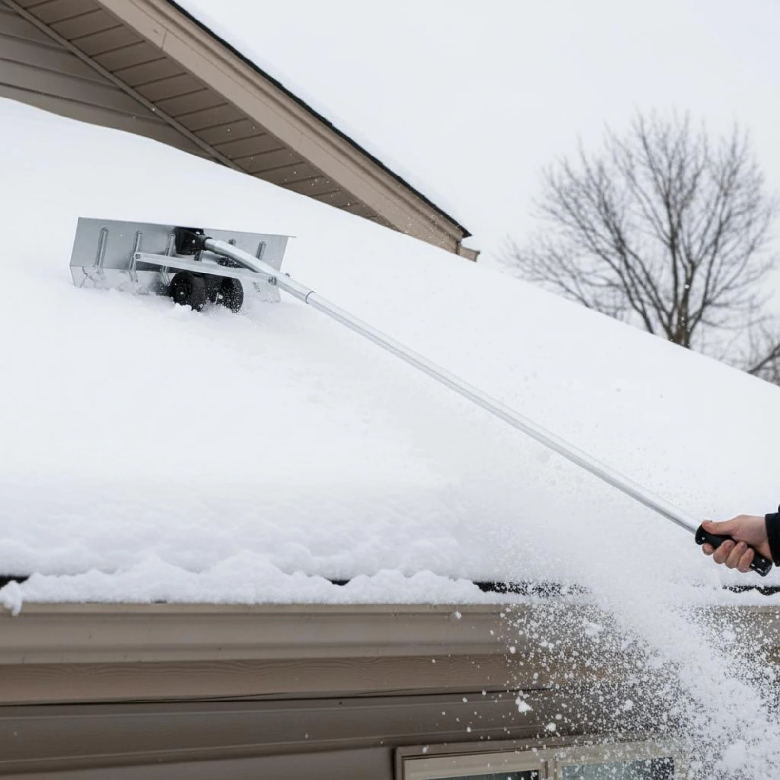 

Aluminum Roof Winter Rake Lightweight Extendable Roof Winter Rake Sturdy Easy to Assemble for Farmers