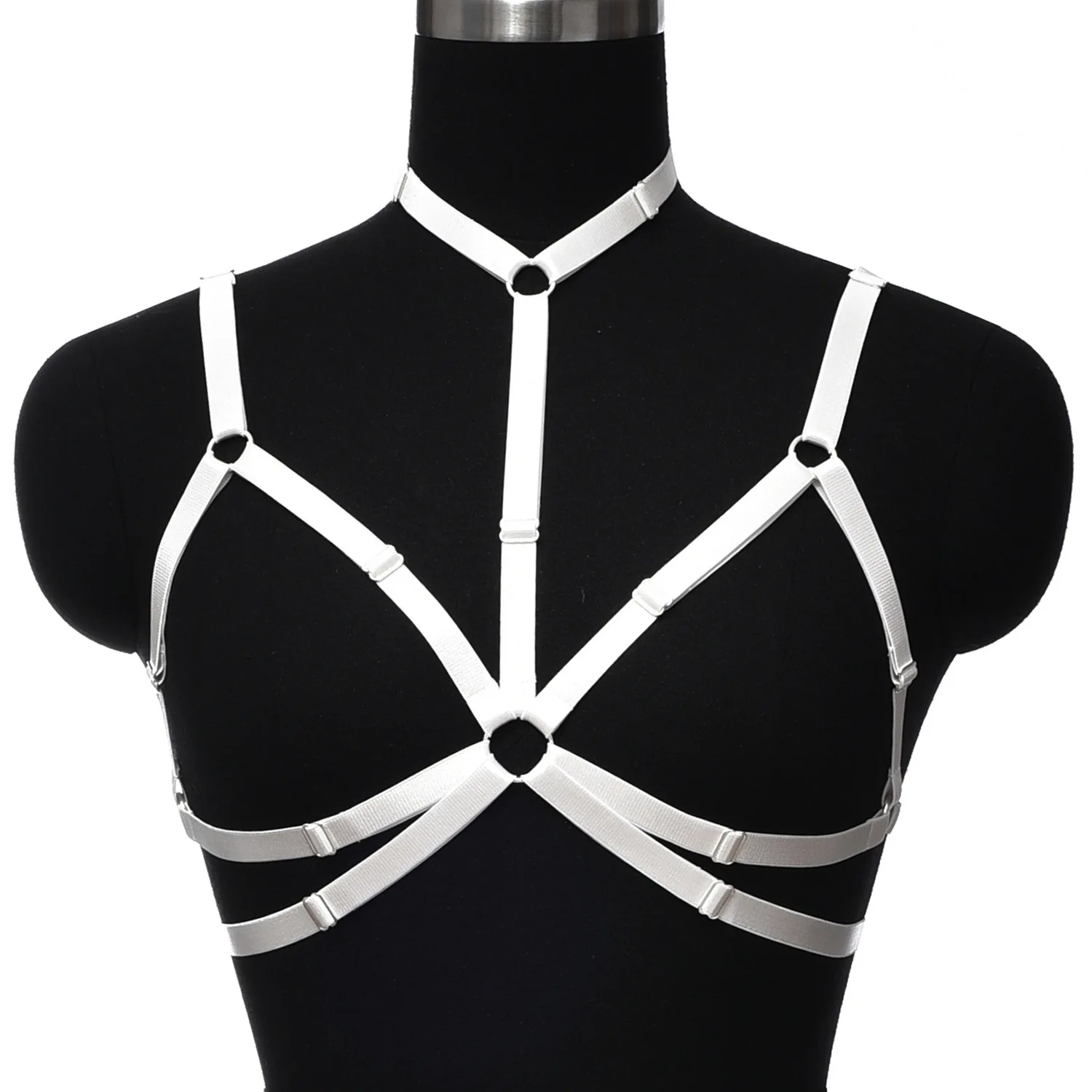 

Black Cage Harajuku Harness 90's Night Party Underwear Women Sexy Around Neck Cage Bra Body Harness Belt Fetish Wear