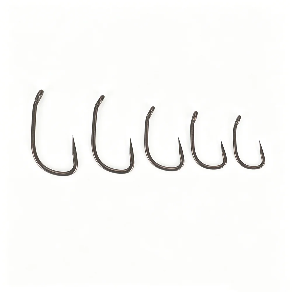 Hirisi 8028 100 Stück PTFE-beschichtete Angelhaken aus Hochkarbon-Edelstahl Rostfrei Scharfe Spitze mit Öse für Angelzubehör – Detail 5