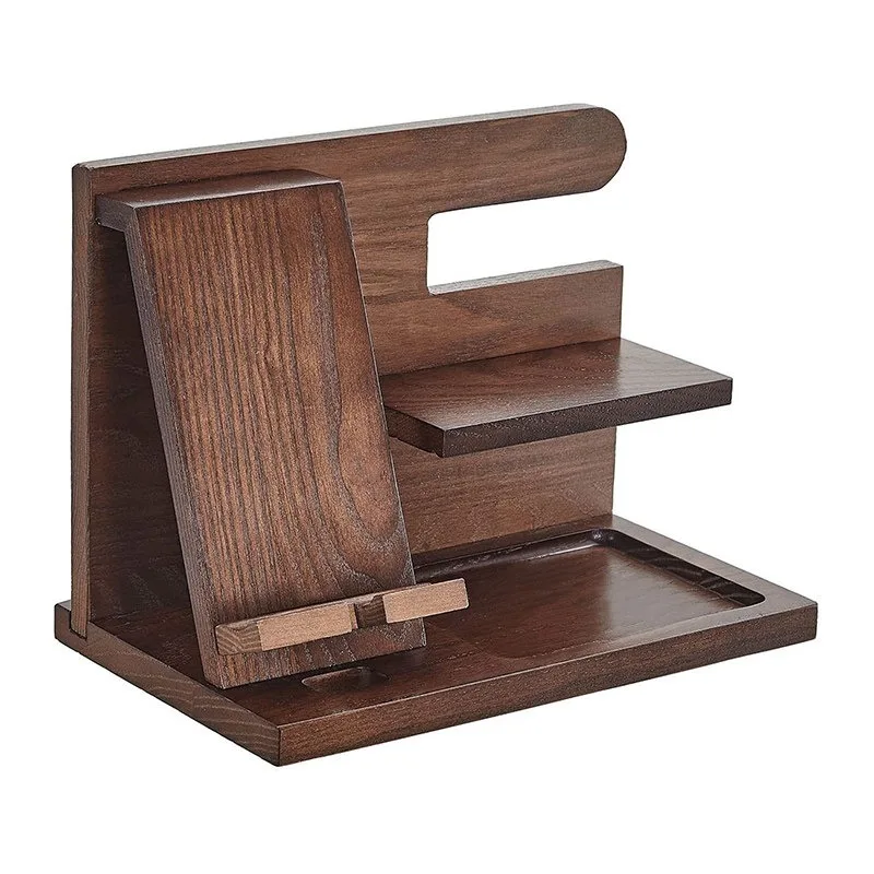 Mobile phone rack, bedside desktop storage bracket, creative ornament multi-function, wooden watch glasses bracket