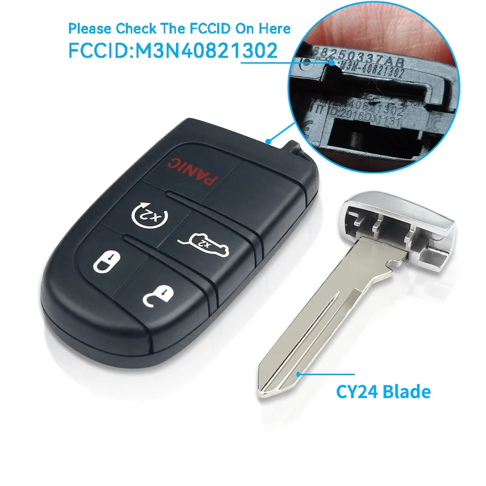 KEYYOU 433MHZ Smart Remote Key for DODGE Journey Durango JEEP Grand Cherokee Chrysler Keyless-go Proximity FCC ID M3N-40821302