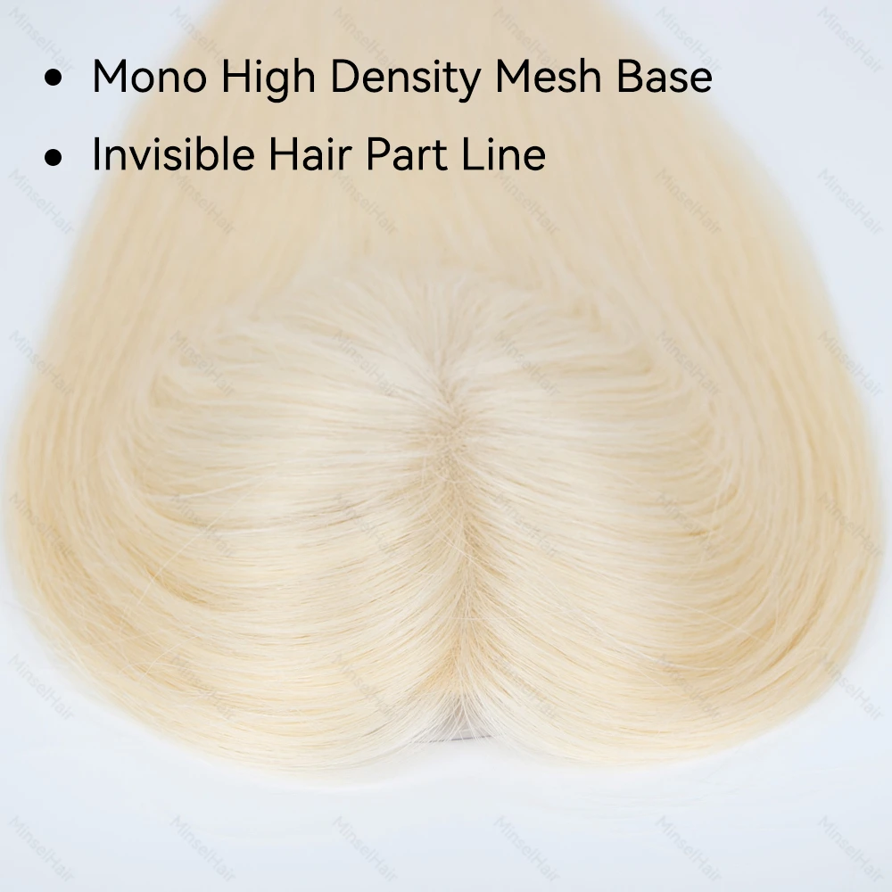 شعر بشري علوي 3 × 5 قاعدة أحادية شعر ريمي ممتاز 14 بوصة - 16 بوصة كروشيه يدوي 130% كثافة أشقر قابل للتنفس # 1001