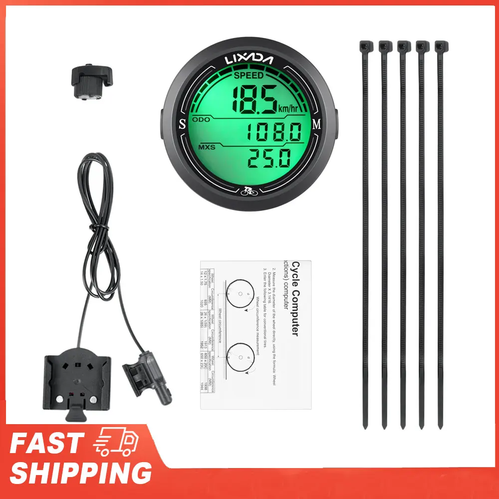 

Lixada Computer Backlight Screen Cycle Odometer Cycling Equipment Wired Bike Speedometer Waterproof Round Shaped Bike