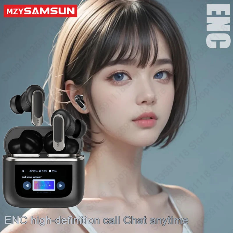 MZYSAMSUN V8 ENC Bluetooth Earphones Wireless Headphones Headset Low Latency Active Noise Cancellation Sport Earbud for Jbl