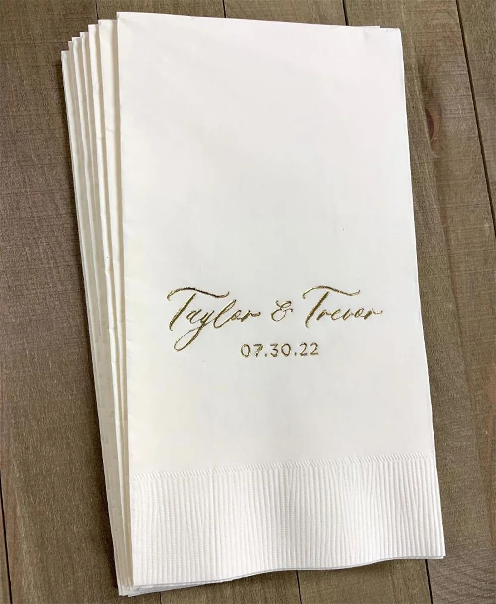 50PCS Personalized Guest Towels Dinner Napkins Wedding Hostess Gift Monogram Monogrammed Custom Printed Paper Hand Towels