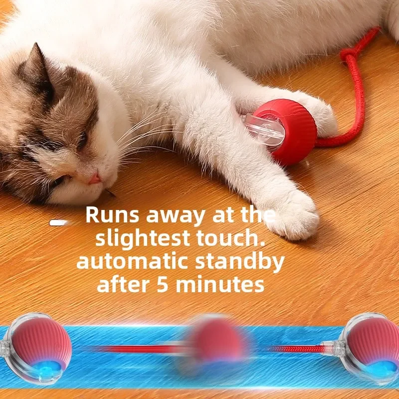 Cat Toy Ball Interactive with String Durable Bite Resistant Self Play Jumping Ball Pet Entertainment Solve Boredom Pet Supplies