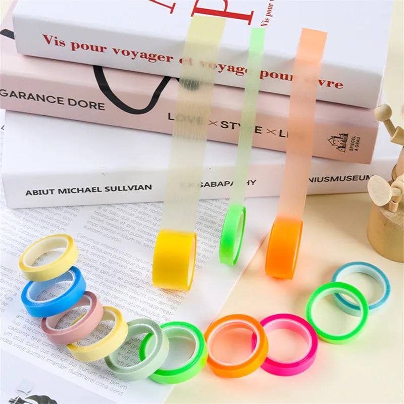 5 Rolo 5 Cores Adesivos Transparente Índice Fluorescente Tabs Bandeiras 5m Sticky Note Papelaria Crianças Gift School Material de Escritório