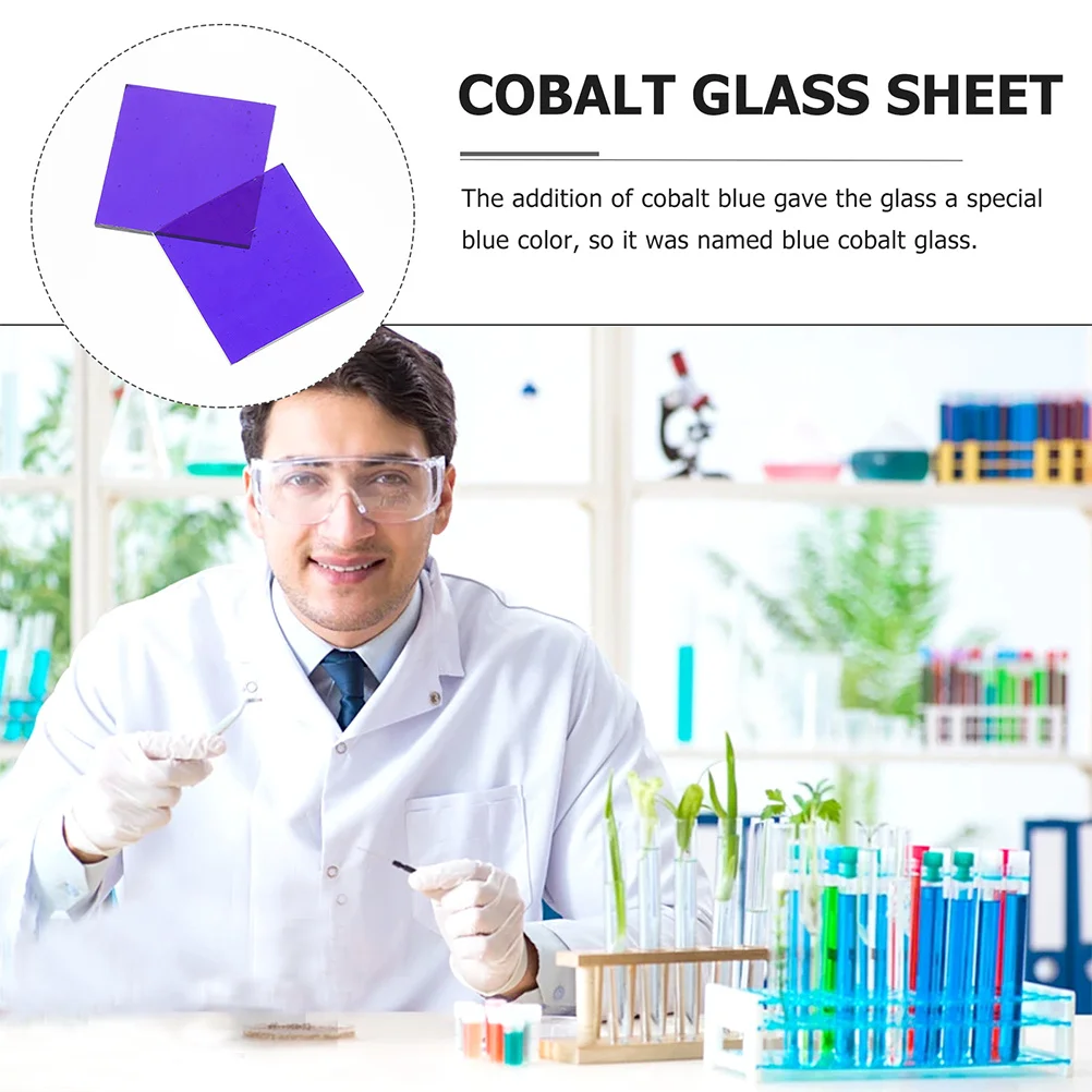 

3Pcs Cobalt Glass Plate Chemistry Experiment Device Flame Color Reaction Observation Sheet Potassium Test Cobalt Glass