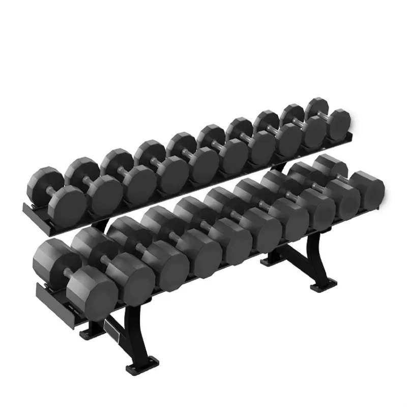 2-Tier 10 Pairs Dumbbell Storage Rack Strength Fitness Gym Equipment Heavy Duty Steel Stable Durable Structure