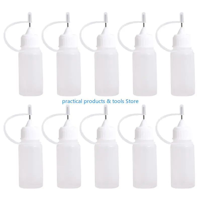

77JB 10pcs 10ml Plastic Squeezable Tip Applicator Bottle Dropper Bottles with Needle Tip Caps for Glue Liquid Oil