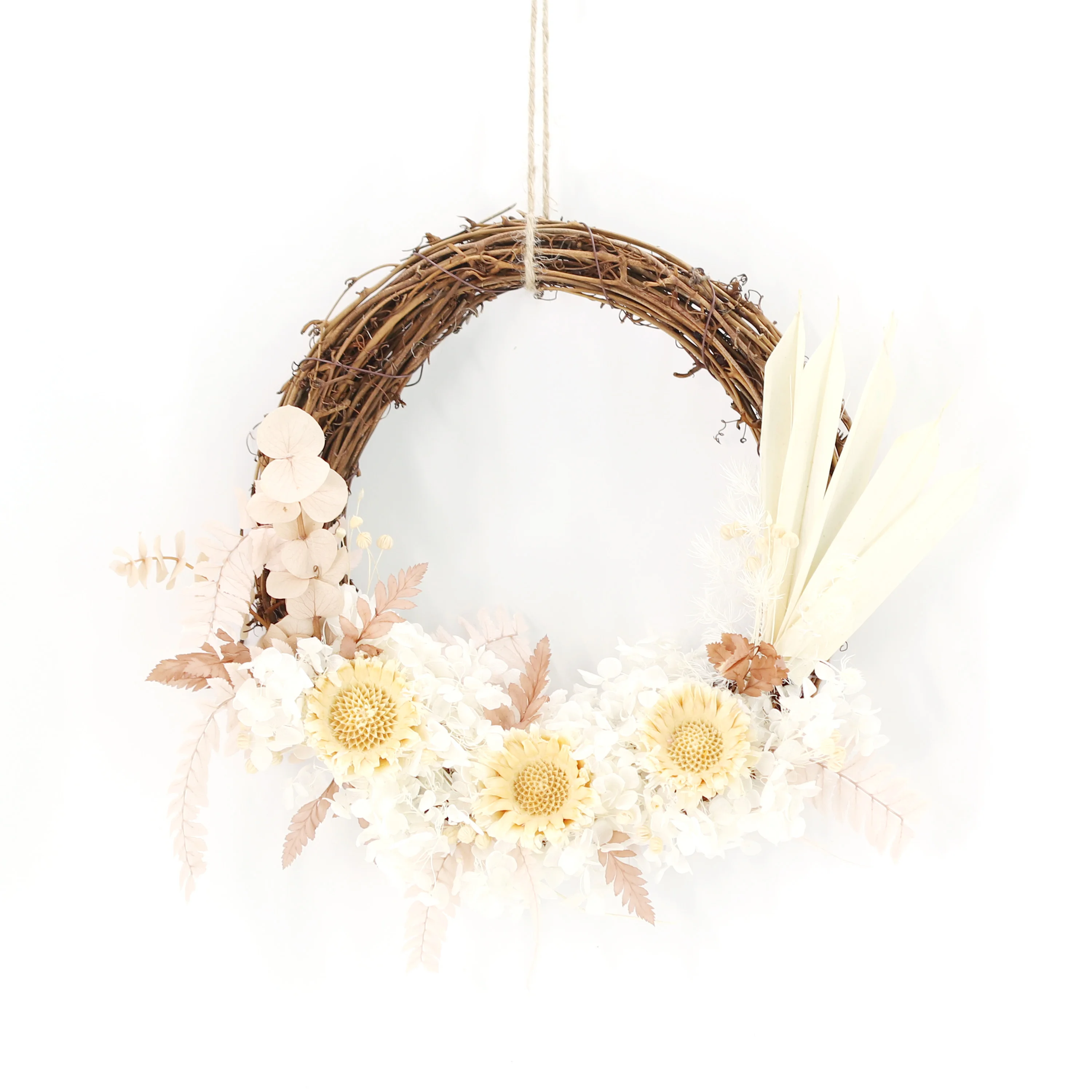 

Wreath-8.66-Inch Handmade DIY, Round Farmhouse Wreaths for Door Wall Window Party Wedding Table Home Interior Decoration