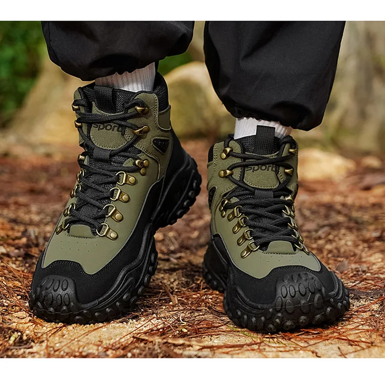 Herren-Outdoor-High-Top-Stiefel mit Dicken Sohlen, Hervorragender Griffigkeit, Besonders Geeignet für Bergsteigen und Wandern | Freizeitstiefel | Bergsteigerausrüstung und Campingausrüstung – Detail 15