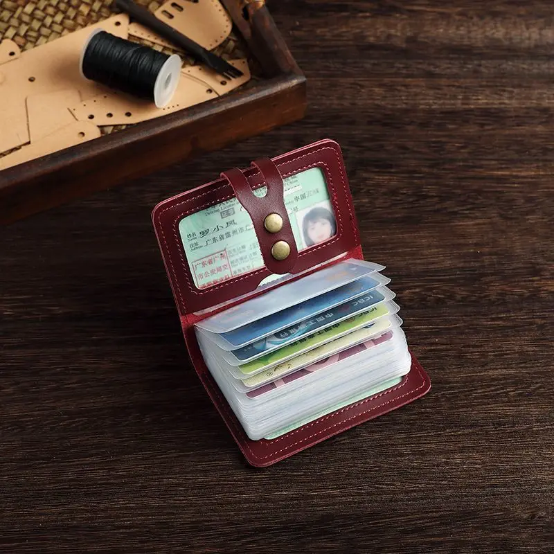 Ultra Thin 30 Slot PU Leather ID Card Holder Slim Card Case Mini Wallet for Women Men Business Bank Credit Card