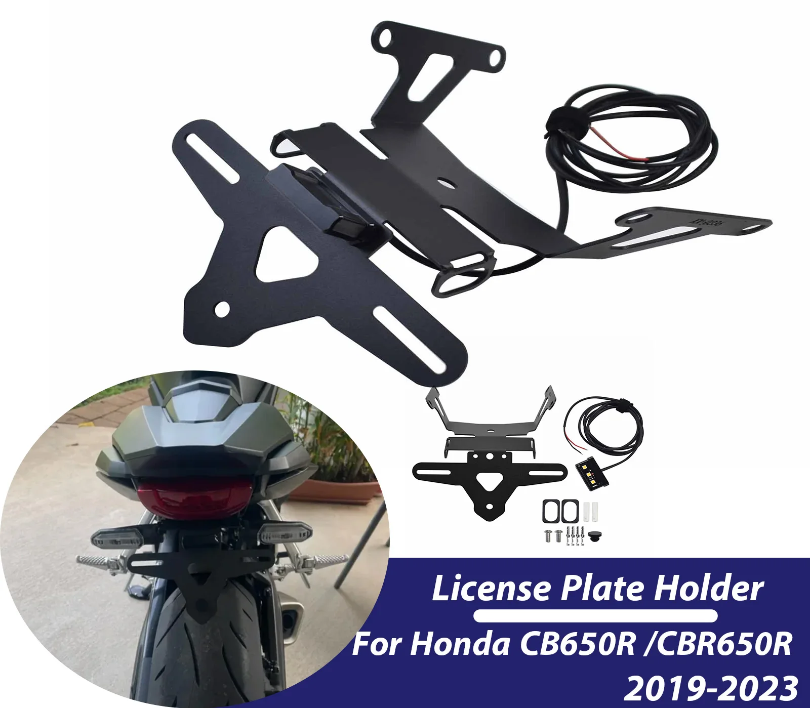 

Держатель номерного знака мотоцикла для HondaCBR650R CB650R 2019-2023, кронштейн заднего фонаря, аккуратный аксессуар для устранения крыльев ﻿