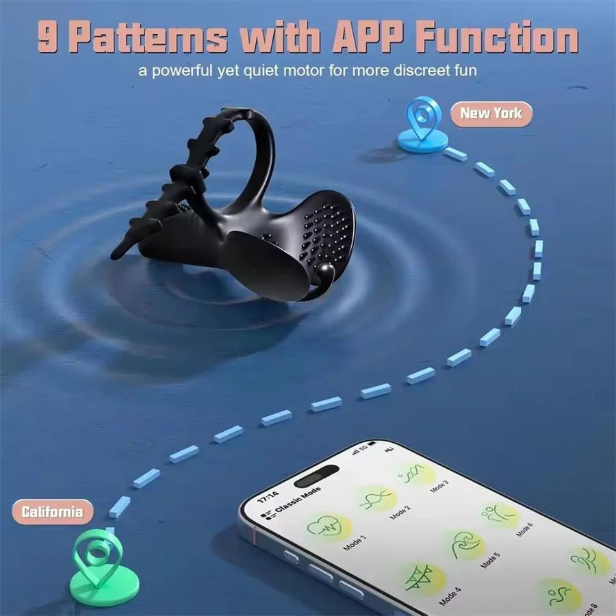 APP التحكم تهتز خاتم الديك قابل للتعديل حلقة القضيب Vibartor تأخير القذف قفل السائل المنوي كوكرينج الجنس لعب للرجال زوجين #2