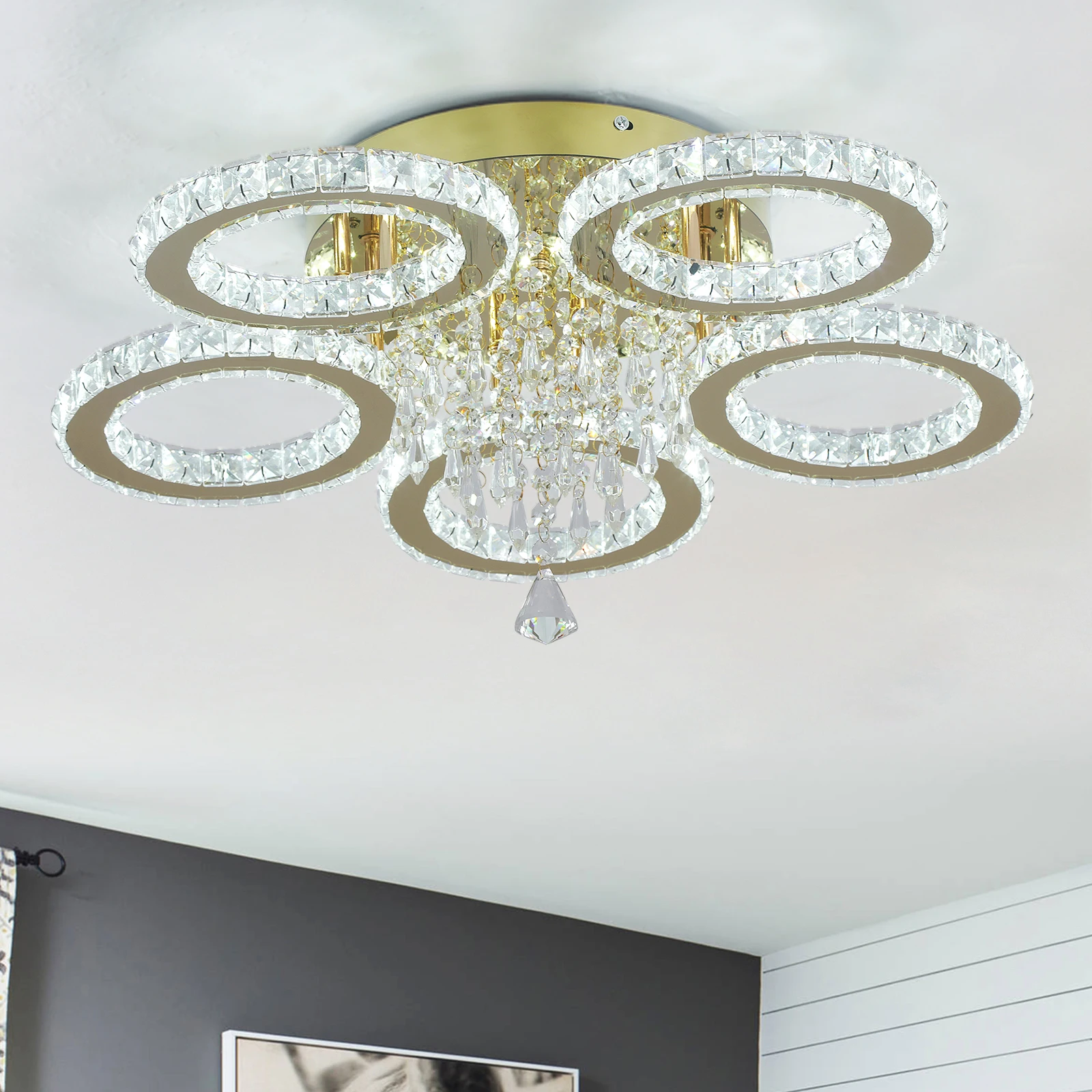 Modern Crystal Ceiling Chandelier Lamp for Living Room Pendant Light Home Art Decora Lustre Ceiling Luminaire For Dining Bedroom