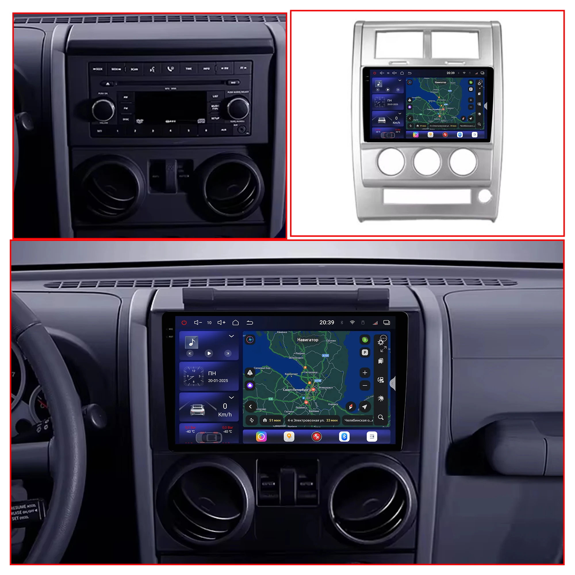 Redpower Crystal Sound 850 Pro Max Android Car Radio Player Screen for Jeep Liberty 2 KK 2007-2012 CarPlay Bluetooth
