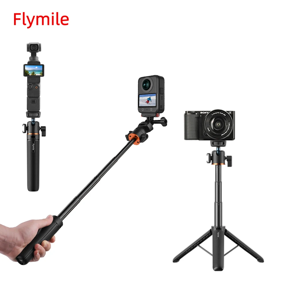 

Flymile Extendable Selfie Stick Tripod 21.26" Vlog Handle Grip for DJI OSMO 360/Action 5 Pro/Pocket 3/Insta360 X5 Accessories
