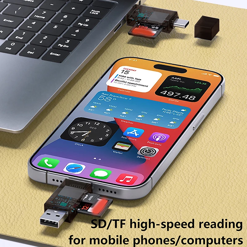 Transparent SD TF Memory Card Reader USB Type-C For Lightning For Iphone Universal Tablet Phone HUB Camera Dashcam Laptop PC