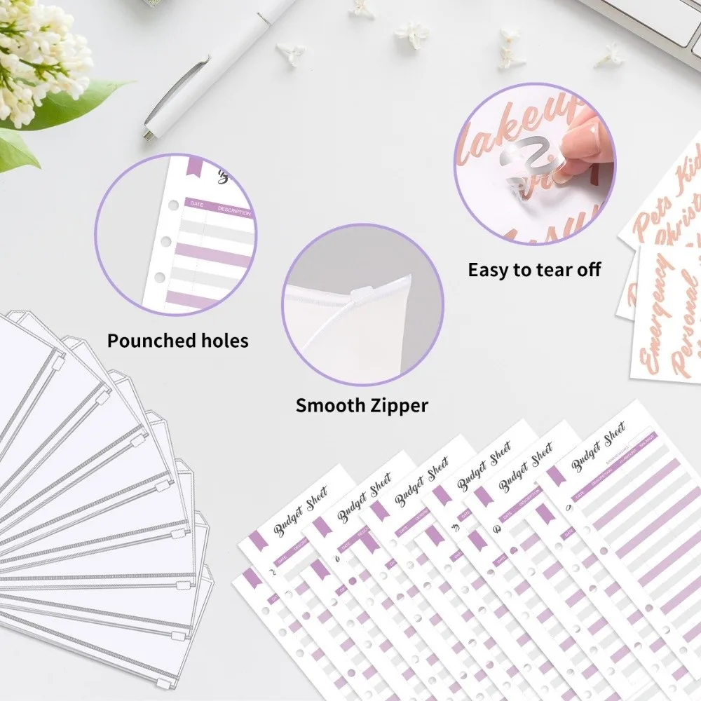 Macaron Color Loose Leaf Notebook A6 Size PU Leather Cover Detachable Zipper Notebook Detachable Zipper Loose Leaf Design