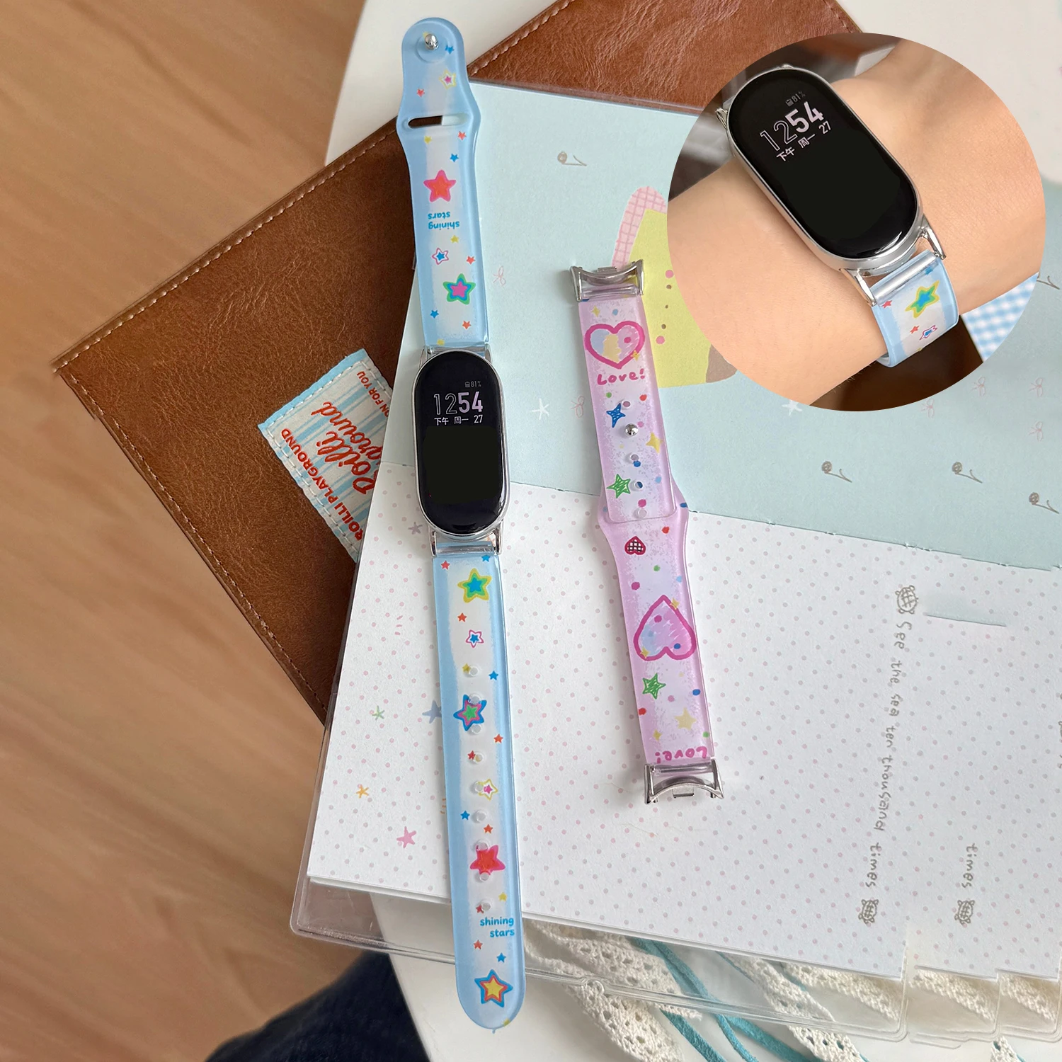 Love pattern TPU material strap for Xiaomi Band 8 9 10 Pro girls strap for Redmi Watch 4 5 6 universal 18/20/22mm