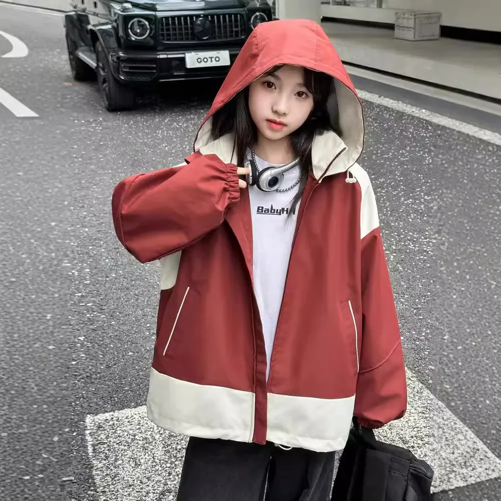 Girls Coats 2024 Autumn New Childrens Clothing Girls Baby Western-style Hardshell Jacket Coat Casual Simple and Daily