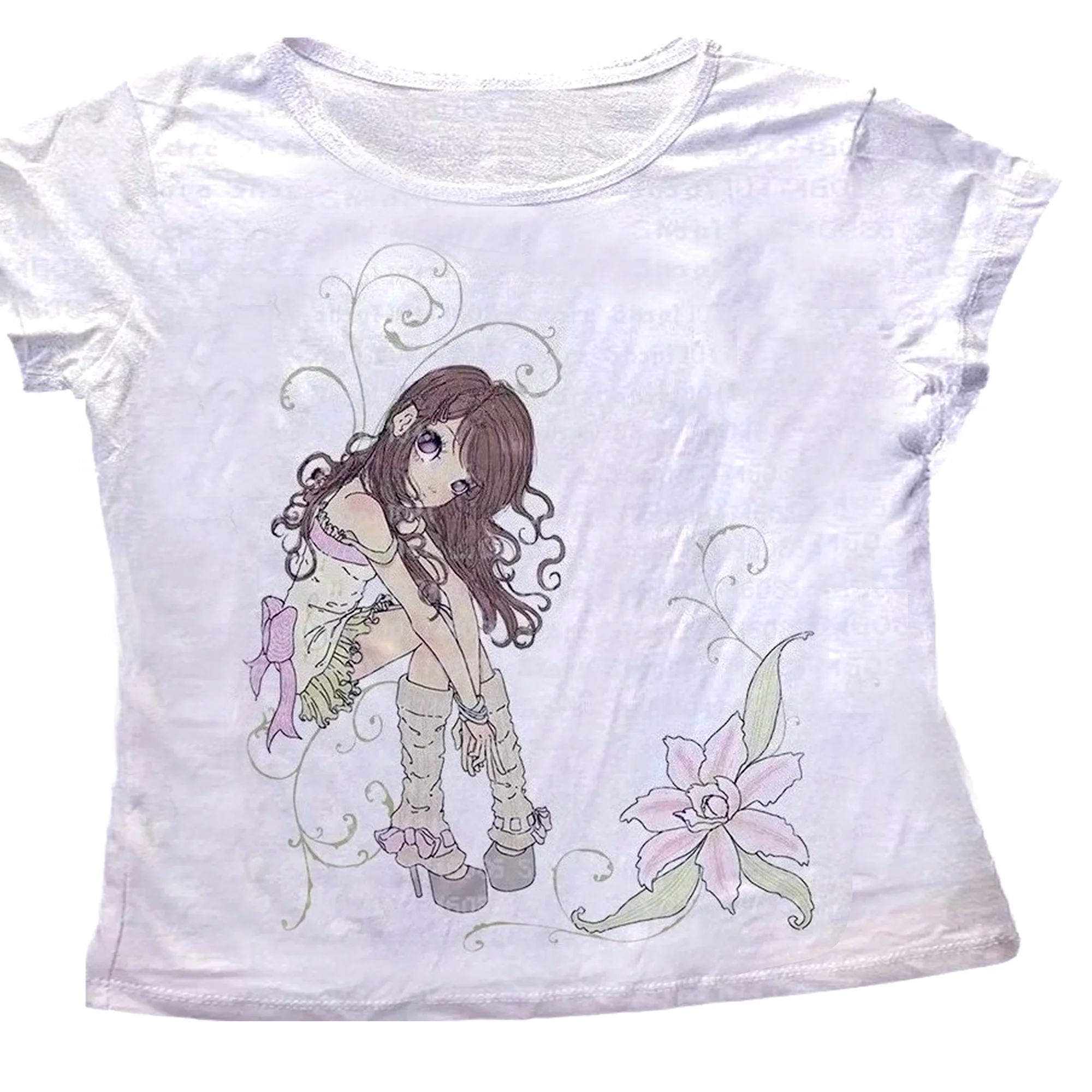 Harajuku Anime Retro Print Tank Tops Vintage Gothic Anime Graphic Women's Clothing Y2k Emo Printing Baby Tank&T-shirt Summer 90s