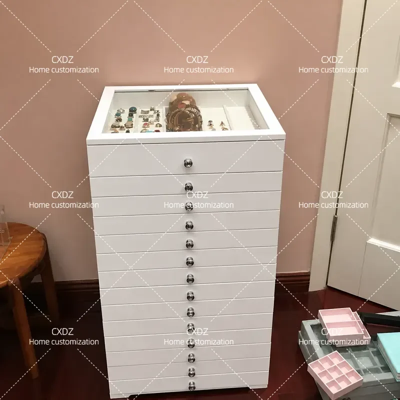 Wooden Fingerprint Jewelry Box Hand Shaped Storage Cabinet for Necklace Ring Stud Earring Organizer Display Case Home Decor