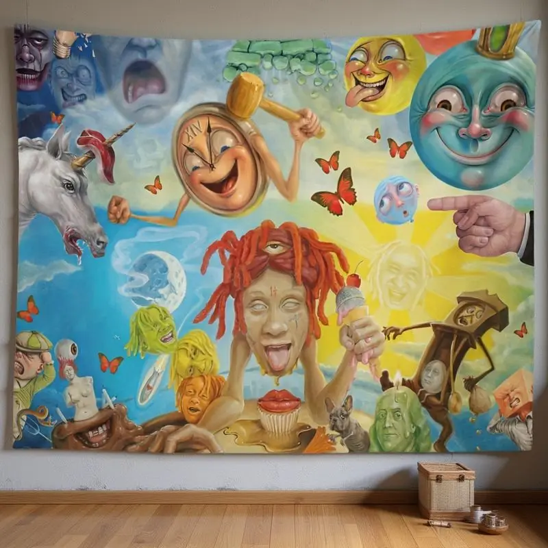 VIKAMA Surreal Psychedelic Hip-Hop Bizarre Oil Painting Tapestry Background Hanging Subculture Room Decoration