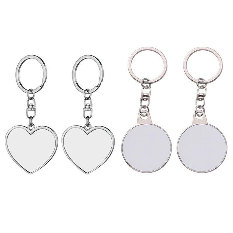 14pcs Keychain Sublimation DIY White Blank Alloy Love Car Keyring Lovely Backpack Handbag Pendant