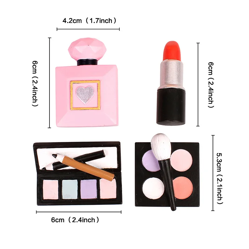 Girl's Birthday Party Cosmetics Decorations Lipstick Perfume Bottle Eyeshadow Box Cake Top Lady's Mom's Birthday Cupcake Toppers