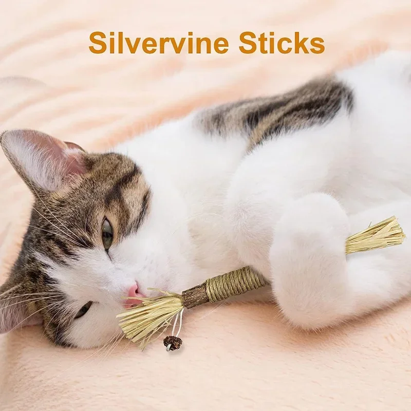 Cat Toys Silvervine Chew Stick,Kitten Treat Catnip Toy Kitty Natural Stuff with Catnip for Cleaning Teeth Indoor Dental