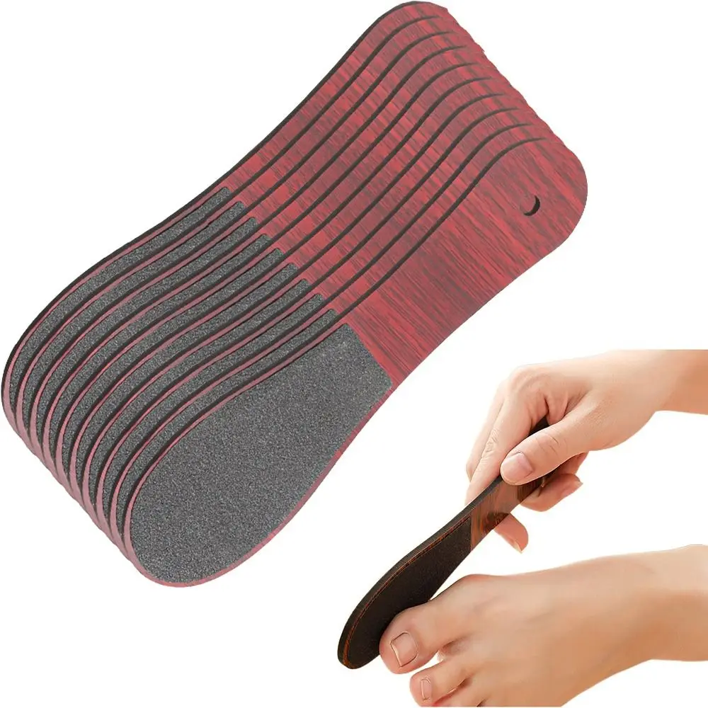 

10Pcs Double Sided Wood Foot File with Hanging Hole Non-slip Handle Dead Skin Pedicure Tool Comfortable Grip Easy To Clean