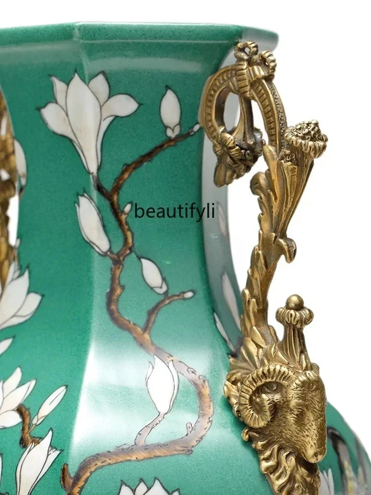 

yj5 European-Style Simple Medium Vase Decoration Porcelain Hand Painted Flower Flower Container Crafts