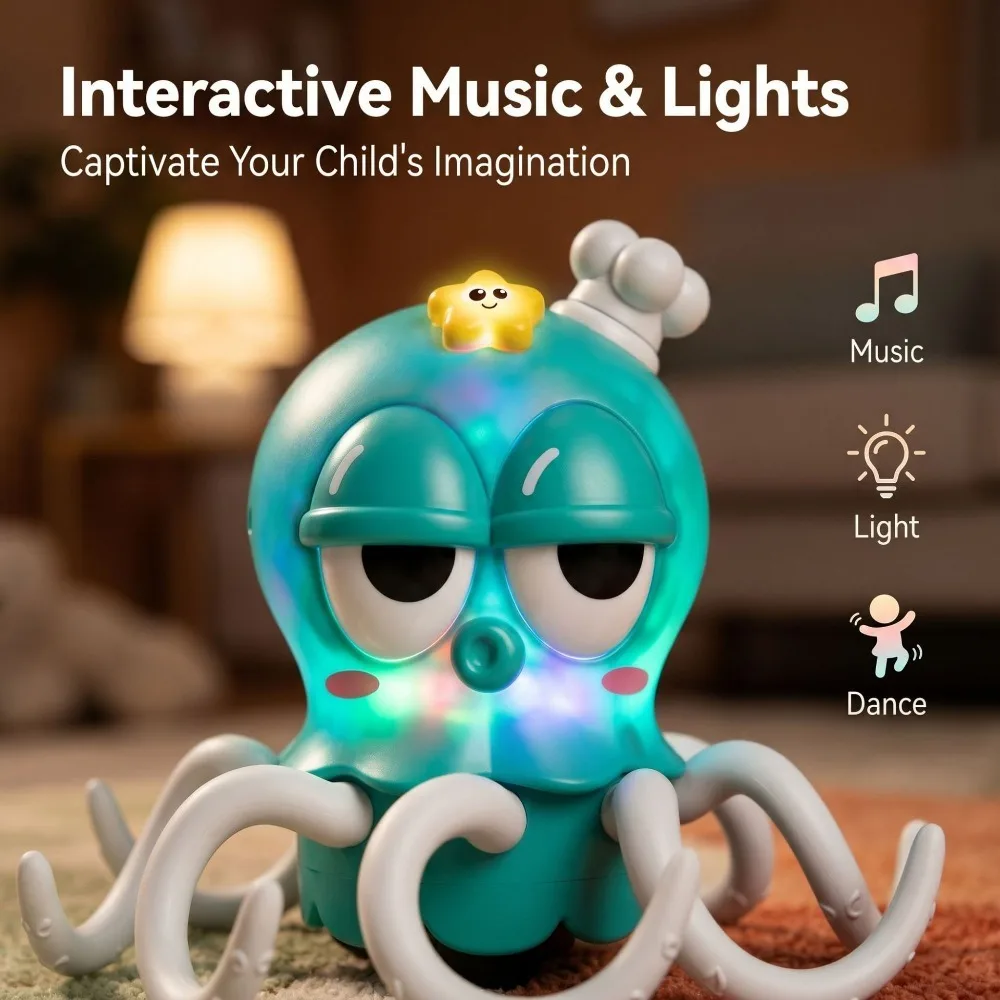 Electric Dancing Octopus Toy Automatic Induction Obstacle Avoidance Colorful Musical Interactive Crawling Octopus Toys view 2