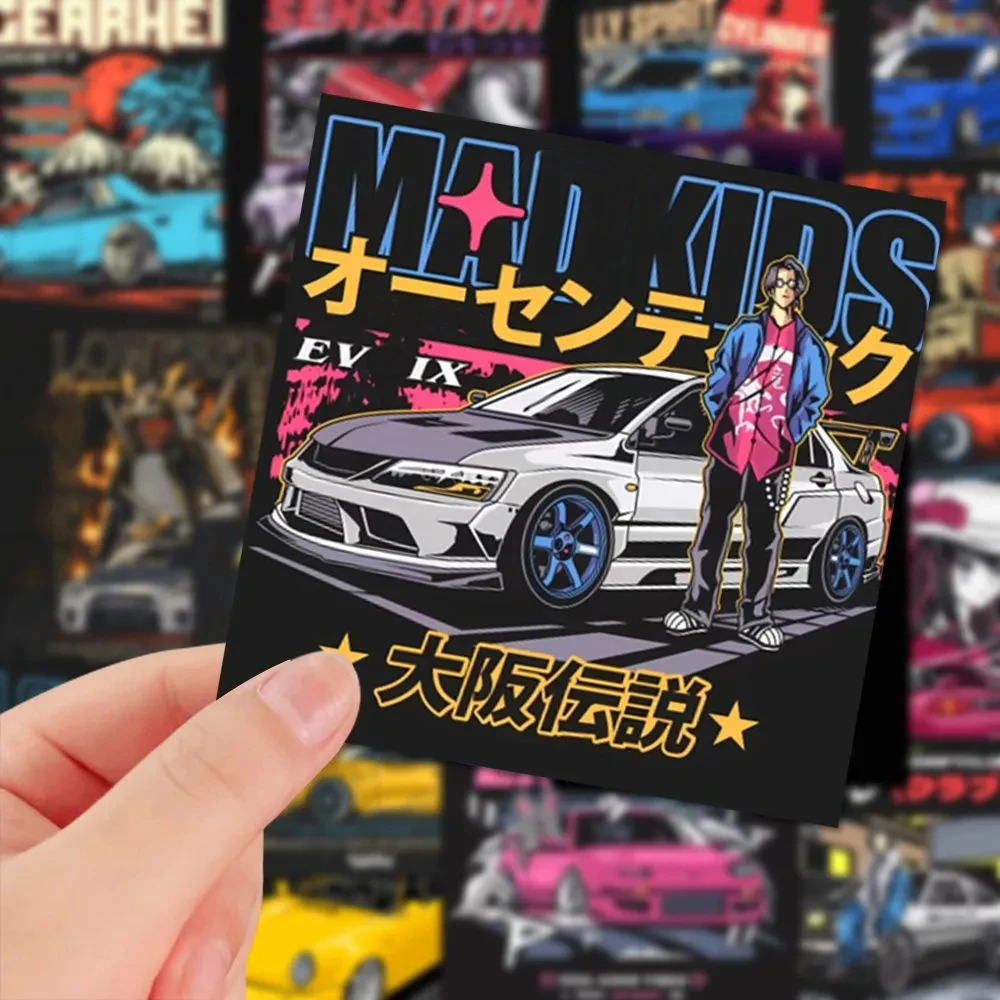 10/30/63pcs Cool Cartoon JDM Stickers Car Anime Posters Sticker Laptop Skateboard Bike Phone Stationery Decals Fun for Kid Toys