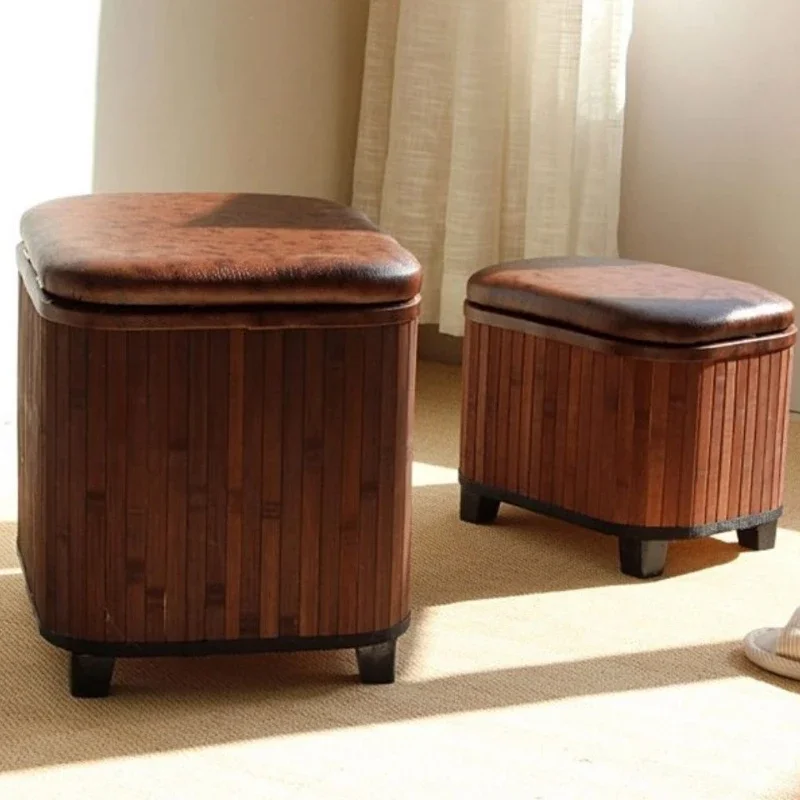 SunOfficiToys-Petit tabouret carré en bois massif avec boîte de rangement, repose-pieds japonais, changement de chaussures, adapté au couloir, à la