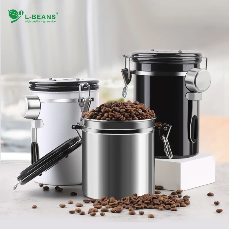 

304 Stainless Steel Sealed Jar With Exhaust Valve, Coffee Bean Storage Jar, Dried Fruit And Tea Jar, 1.5/1.8l