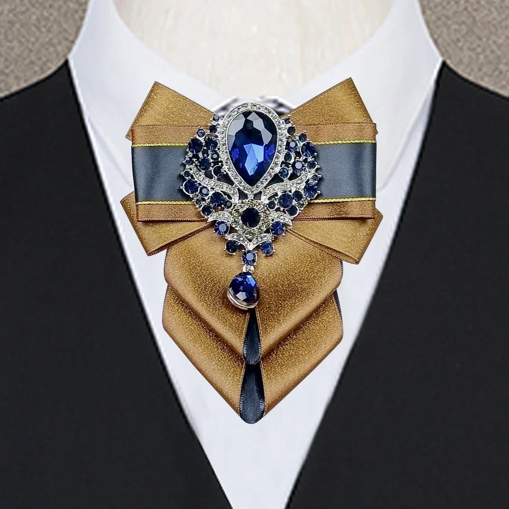 

Original Handmade Bow Ties Brooch Sets Men's Woman's Business Wedding Rhinestone Collar Flowers High-end Jewelry Gifts for Men